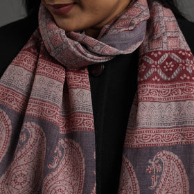 Maroon Bagh Hand Block Printed Merino Woollen Stole