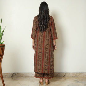 Brown - Bagh Block Printed Cotton Kurta with Palazzo & Dupatta Set 07
