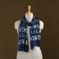Blue - Pipad Hand Block Print Natural Dyed Chanderi Silk Handloom Stole 33