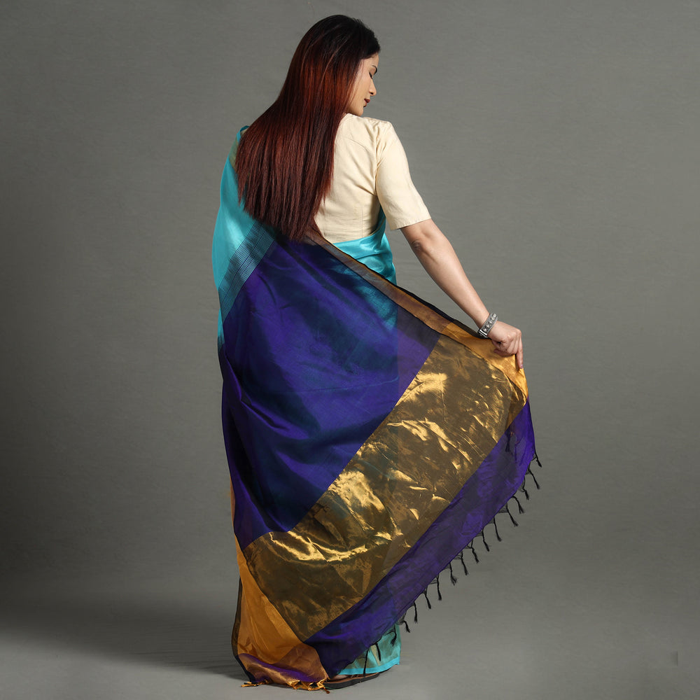 Blue - Traditional Venkatagiri Pure Handloom Silk Cotton Saree 11