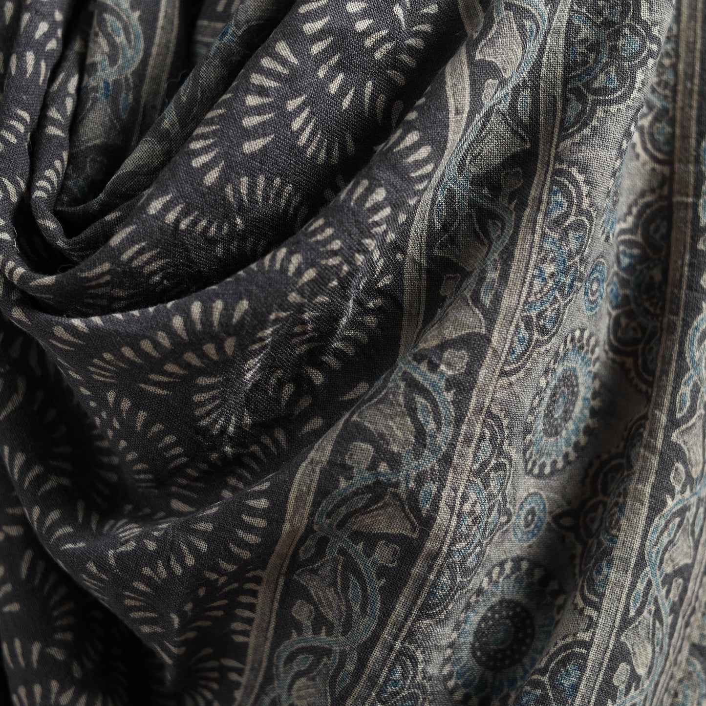 Ajrakh Hand Block Print Natural Dyed Handwoven Acrylic Wool Shawl 10