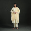 Plain Slub Cotton Hand Embroidered Suit Set with Dupatta for women 12