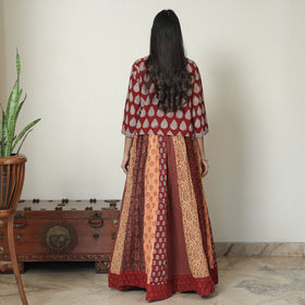  Bagh Block Printed Patchwork Cotton Long Skirt 