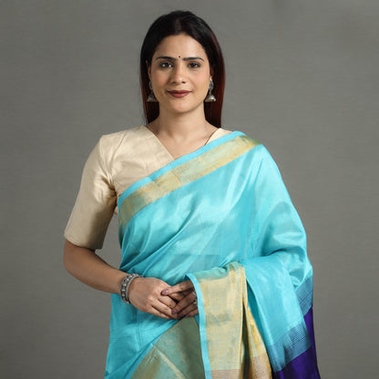 Blue - Traditional Venkatagiri Pure Handloom Silk Cotton Saree 11