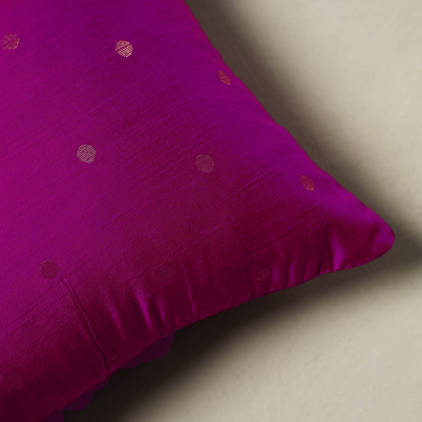 Polka Dot Zari Buti Plain Cushion Cover (16 x 16 in) 18