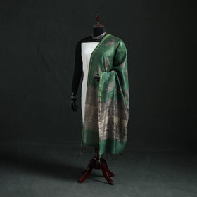 Green - Mata Ni Pachedi Handpainted Natural Dyed Chanderi Silk Handloom Dupatta 06