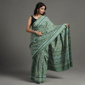 Buy Pipad Hand Block Printed Cotton Saree Online at iTokri.com