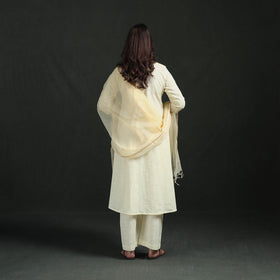 Plain Slub Cotton Hand Embroidered Suit Set with Dupatta for women 12