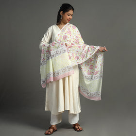 Buy Block Printed Mul Cotton Sanganeri Dupatta