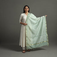 Green - Tie & Dye Chanderi Silk Shibori Dupatta 75