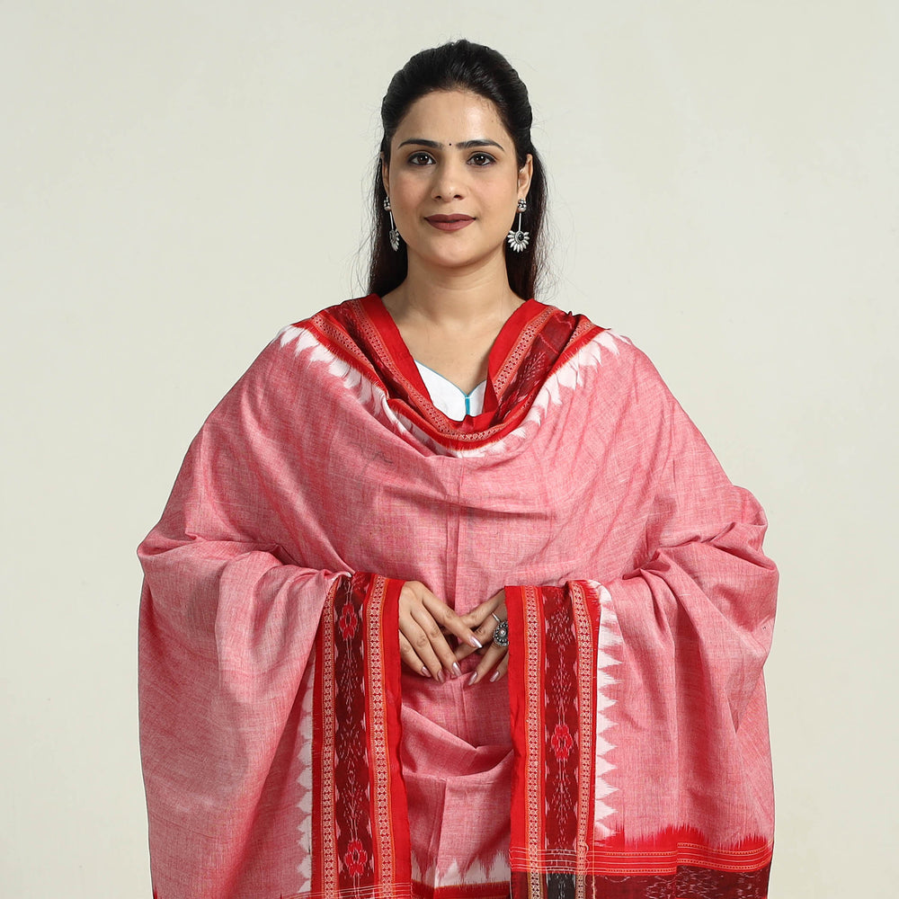 Pink - Sambalpuri Ikat Weave Handloom Cotton Dupatta 38