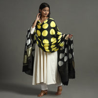 Yellow - Shibori Clamp Dyed Modal Silk Dupatta with Zari Border 07