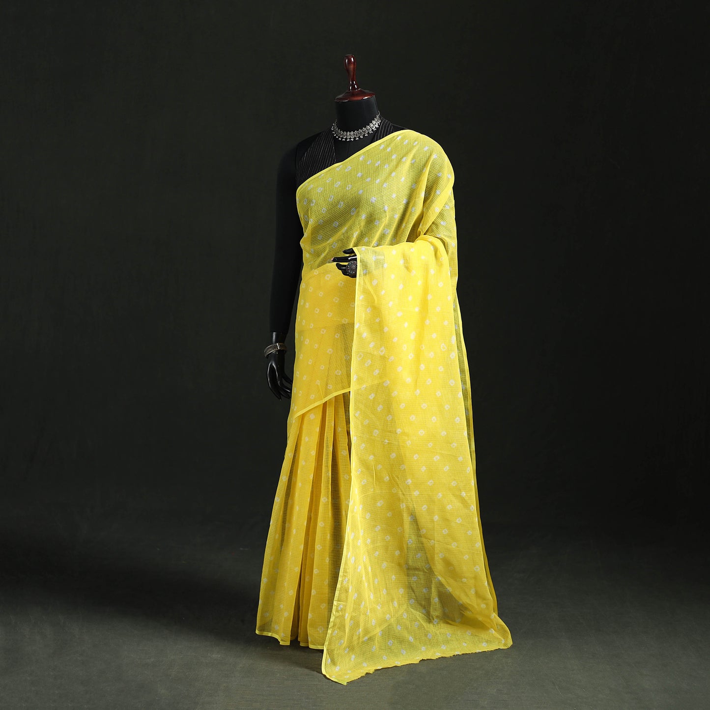Bandhani Tie-Dye Kota Doria Cotton Saree 24