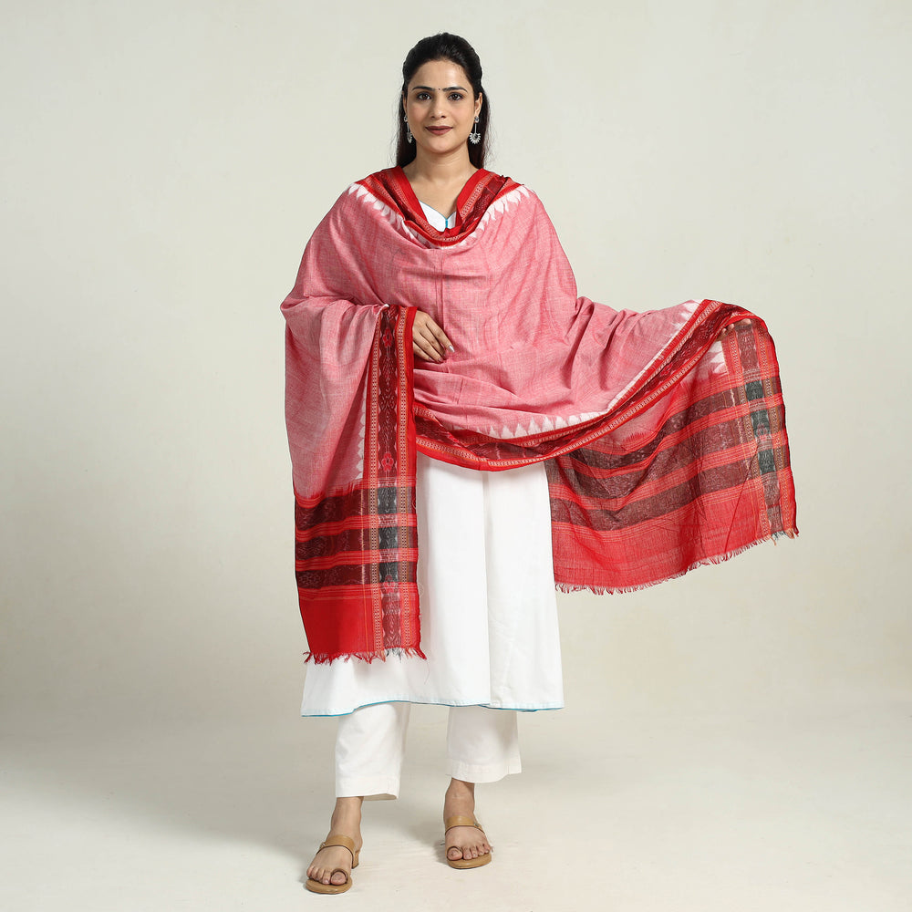 Pink - Sambalpuri Ikat Weave Handloom Cotton Dupatta 38