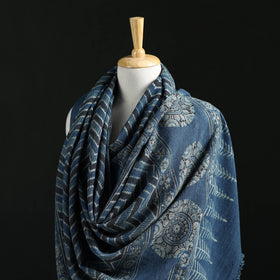 Ajrakh Hand Block Print Natural Dyed Handwoven Acrylic Wool Shawl 12