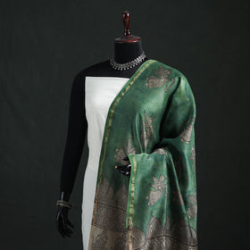 Green - Mata Ni Pachedi Handpainted Natural Dyed Chanderi Silk Handloom Dupatta 06
