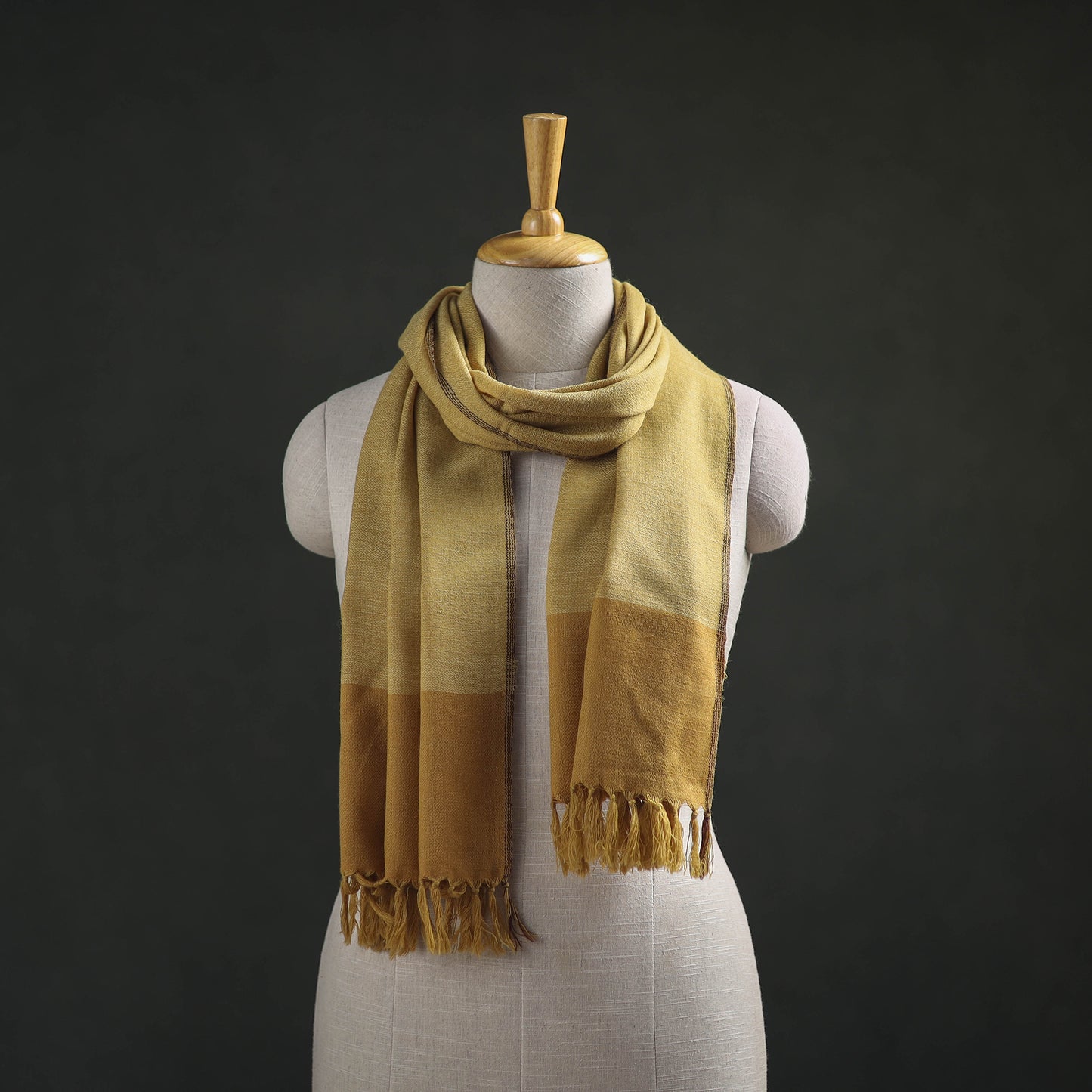 Yellow - Kumaun Handwoven Pure Merino Wool Stole 98