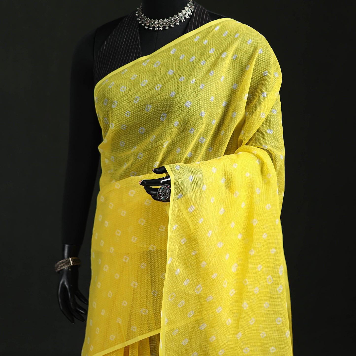 Bandhani Tie-Dye Kota Doria Cotton Saree 24