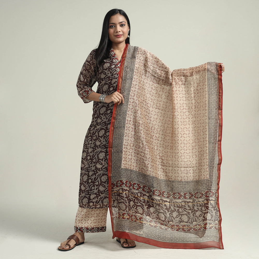 Bagru Kurta with Palazzo & Dupatta Set
