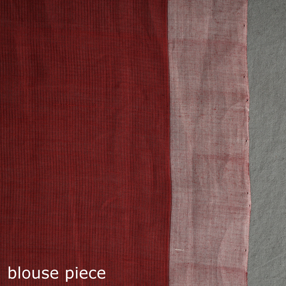 Maroon - Pure Handloom Natural Dyed Missing Plain Cotton Saree 10