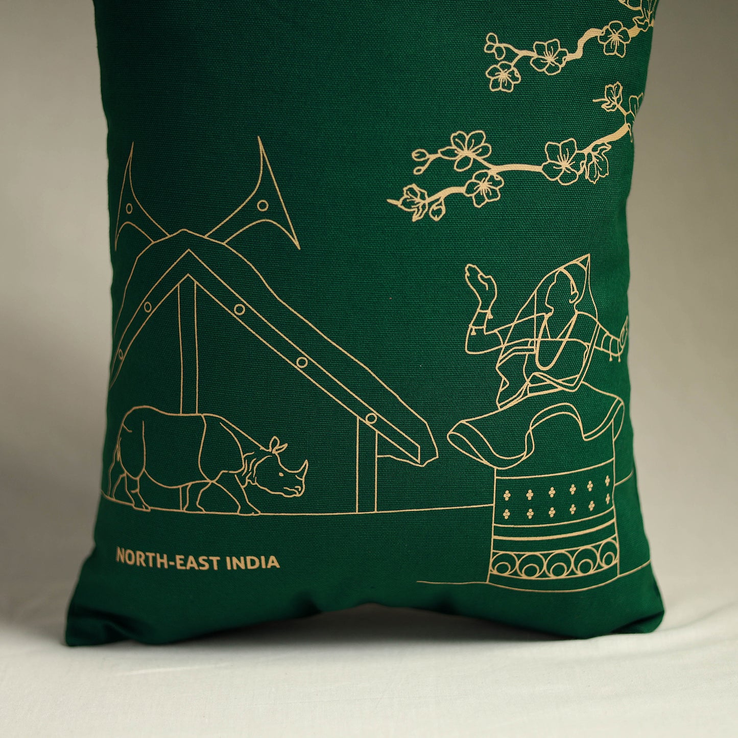 Green - North-East India's Iconic Symbols Cotton Canvas Tote Bag