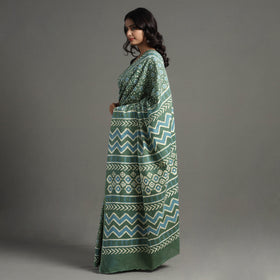 Buy Pipad Hand Block Printed Cotton Saree Online at iTokri.com
