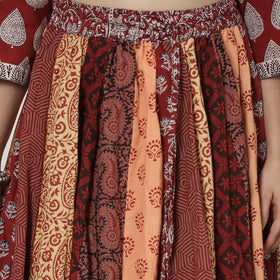  Bagh Block Printed Patchwork Cotton Long Skirt 