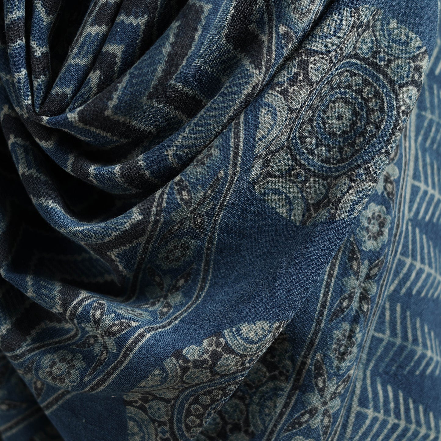 Ajrakh Hand Block Print Natural Dyed Handwoven Acrylic Wool Shawl 12