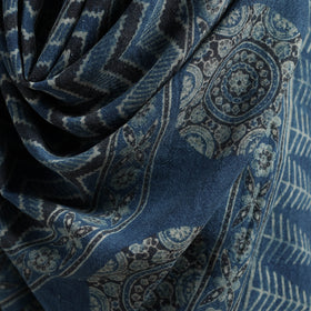 Ajrakh Hand Block Print Natural Dyed Handwoven Acrylic Wool Shawl 12