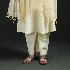 Plain Slub Cotton Hand Embroidered Suit Set with Dupatta for women 12