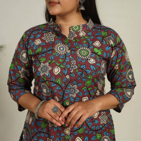 Buy Brown Printed Cotton A-Line Kalamkari Kurta