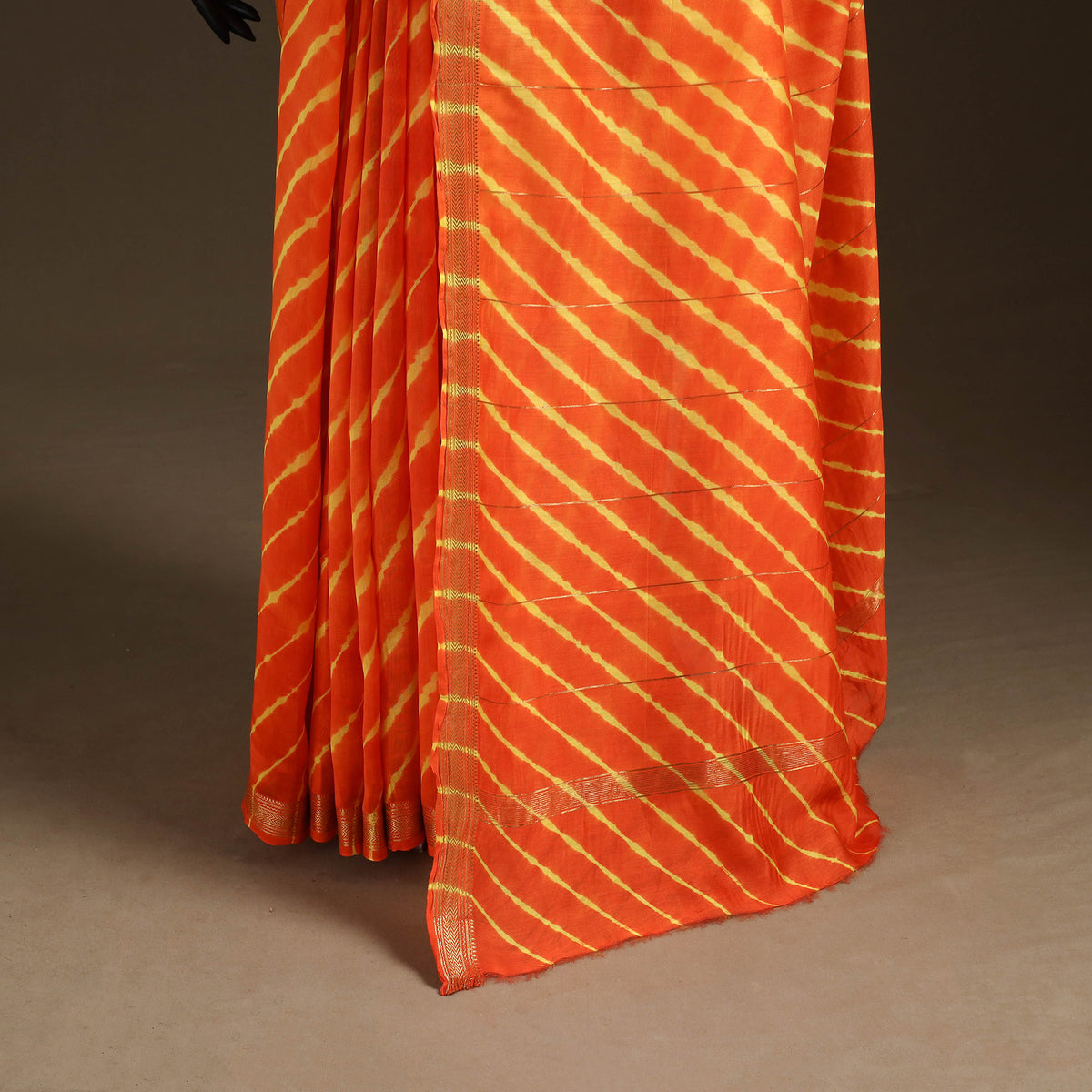 Chanderi Silk Leheriya Tie-Dye Saree with Zari Border 05