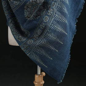 Ajrakh Hand Block Print Natural Dyed Handwoven Acrylic Wool Shawl 12