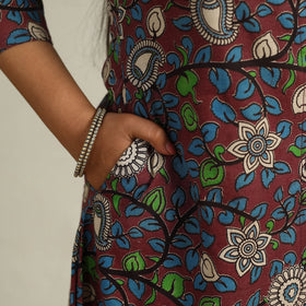 Buy Brown Printed Cotton A-Line Kalamkari Kurta