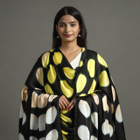Yellow - shibori clamp dyed modal silk dupatta with zari