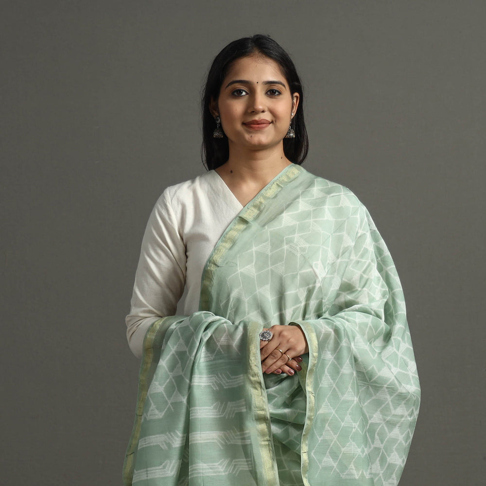 Green - Tie & Dye Chanderi Silk Shibori Dupatta 75