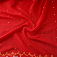 Red - Pure Handloom Cotton Bengal Jamdani Fabric 02