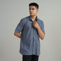 Buy Indigo Block Printed Cotton Men Half Sleeve Shirt 04 Online l iTokri.com