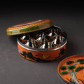 Banaras Handpainted Stainless Steel Orange Masala Box 