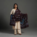 Brown - cotton hand batik dupatta 28 - handcrafted