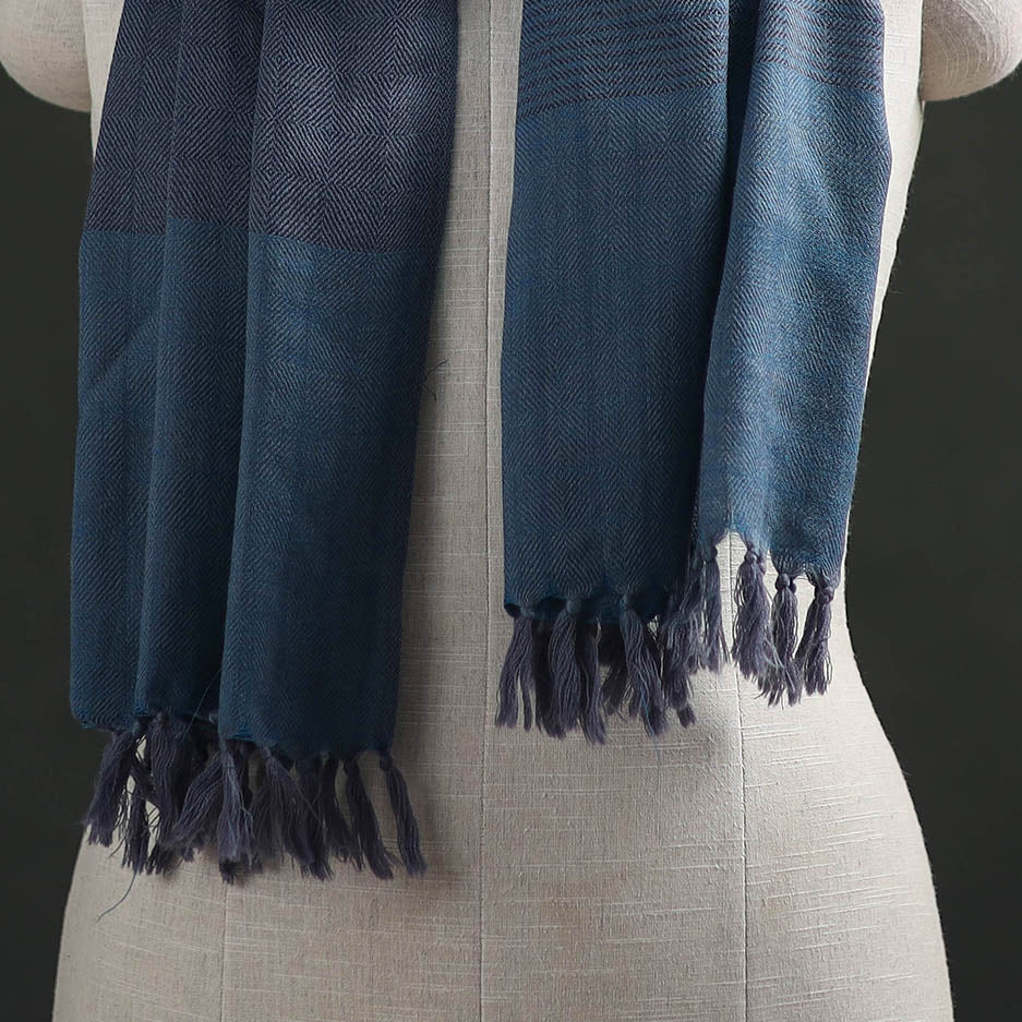 Blue - Kumaun Handwoven Pure Merino Wool Stole 100