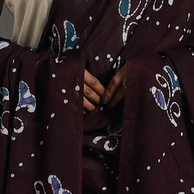 Brown - cotton hand batik dupatta 28 - handcrafted