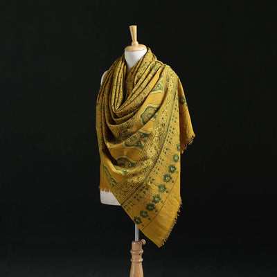 Ajrakh Hand Block Print Natural Dyed Handwoven Acrylic Wool Shawl 13