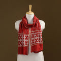 Red - Pipad Hand Block Print Natural Dyed Chanderi Silk Handloom Stole 38