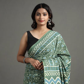 Buy Pipad Hand Block Printed Cotton Saree Online at iTokri.com