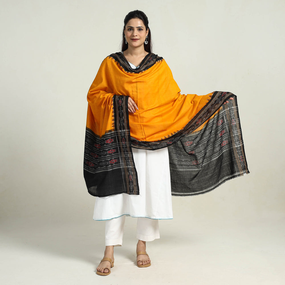 Orange - Sambalpuri Ikat Weave Handloom Cotton Dupatta 39