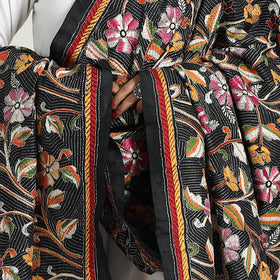 Black - pure silk bengal kantha embroidery dupatta 28