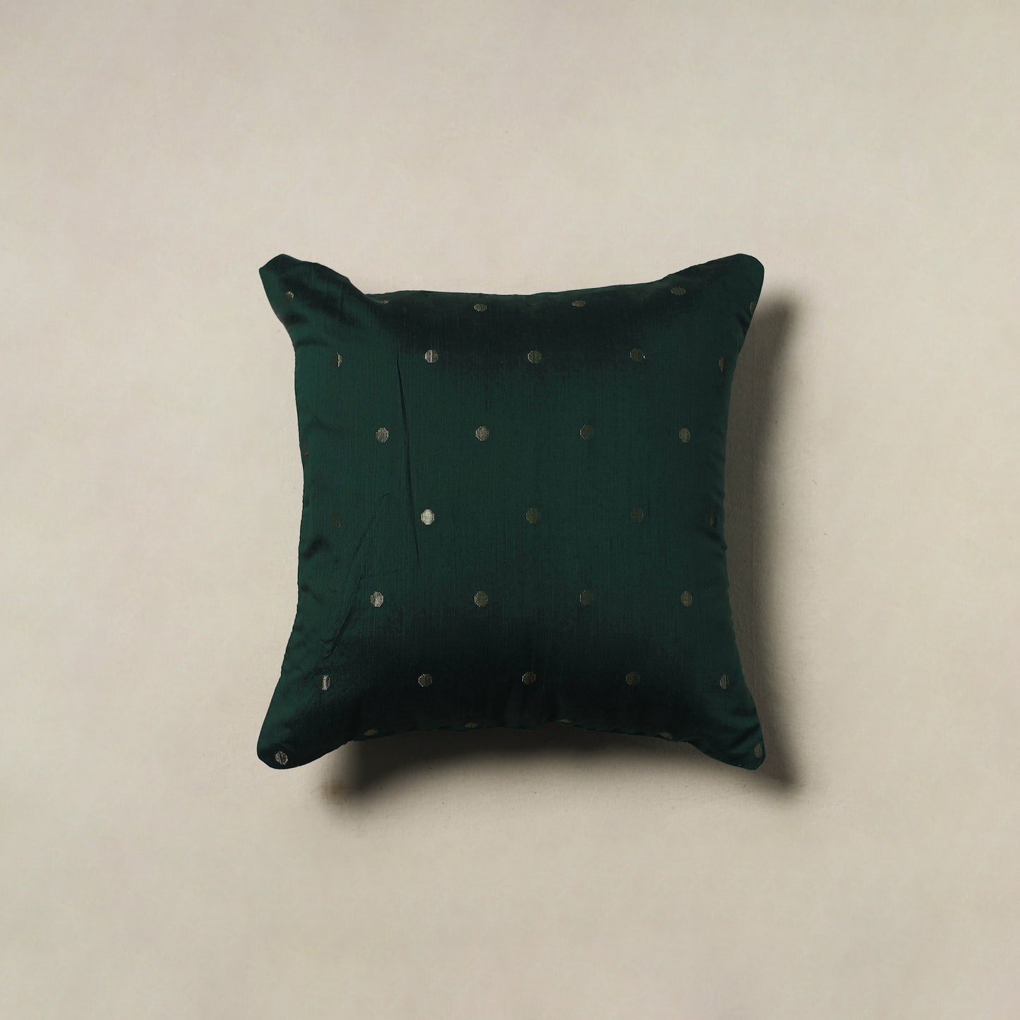 Polka Dot Zari Buti Plain Cushion Cover (16 x 16 in) 20