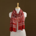 Red - Pipad Hand Block Print Natural Dyed Chanderi Silk Handloom Stole 39