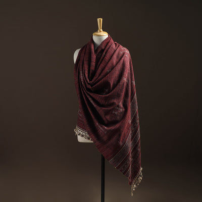 Kutch Bhujodi Handspun Handwoven Merino Wool x Katia Silk Chomuk Buta Shawl 03